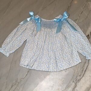 Floral Smocked Blouse with Bows